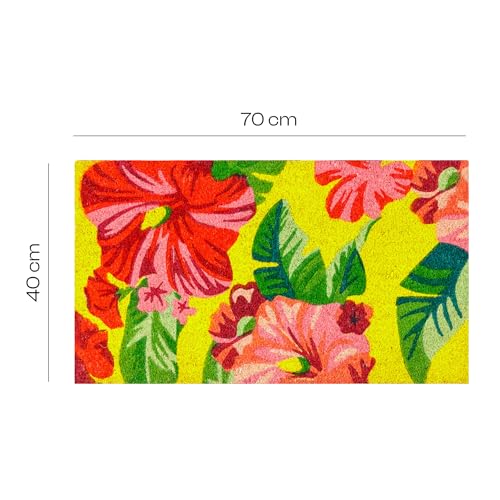 baroni-home-paillasson-coco-fleurs-roses-70x40-cm-jaune image 6