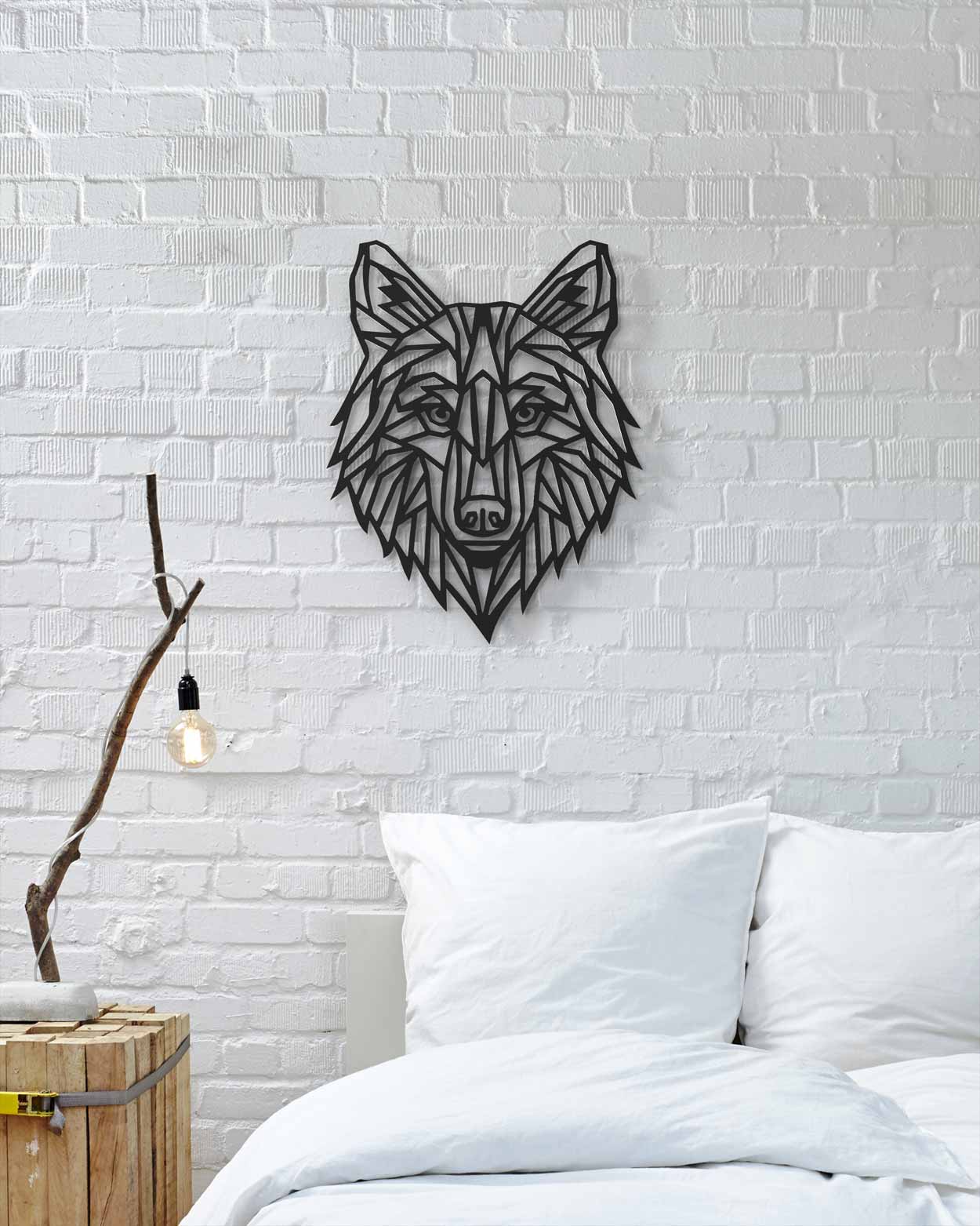 je-suis-art-animaux-loup-one-line-d-co-murale-m-tal-trait image 1