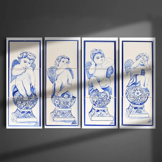 luisa-paix-o-anjo-barroco-fresque-azulejos-45x15-cm image 1