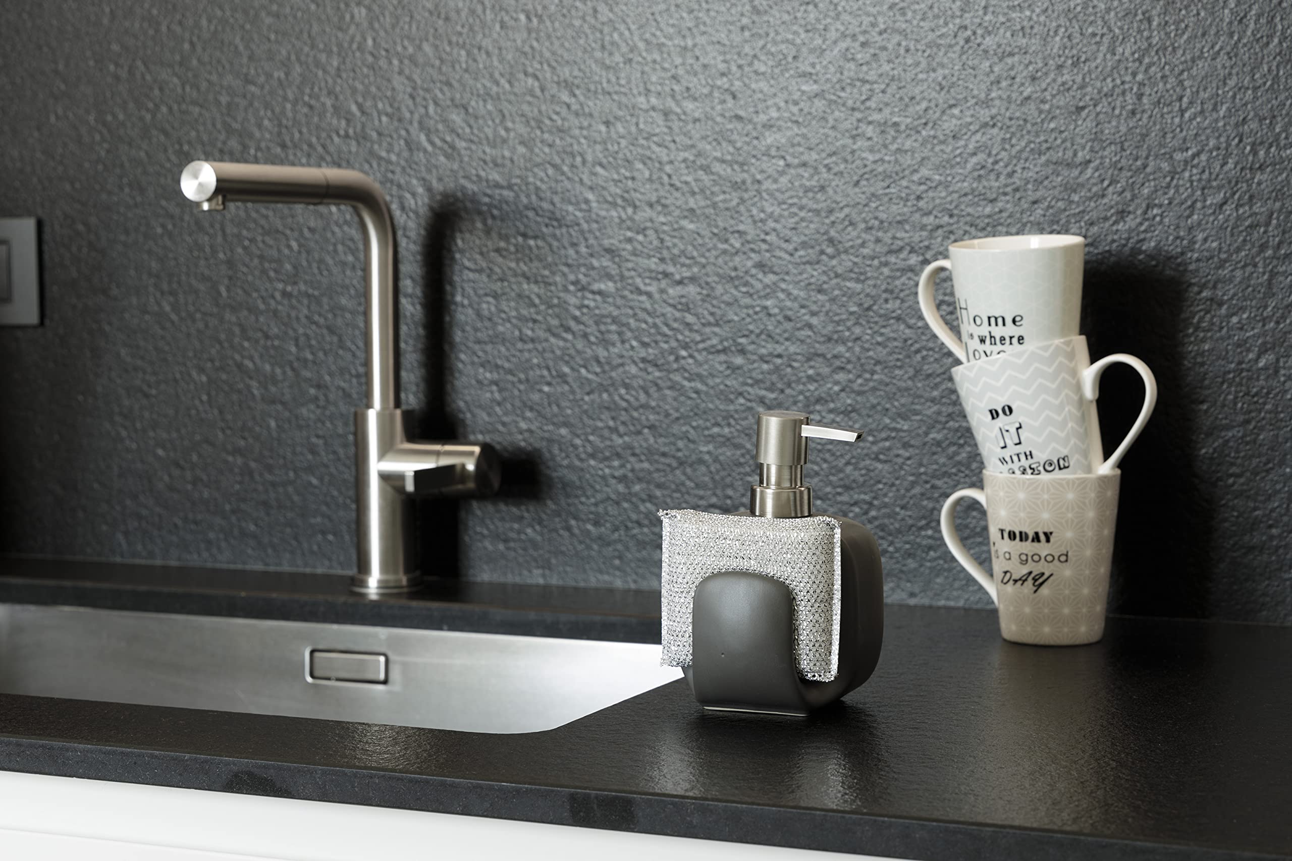 baroni-home-tutto-bagno-distributeur-savon-c-ramique-gris-fonc-porte-ponge image 3