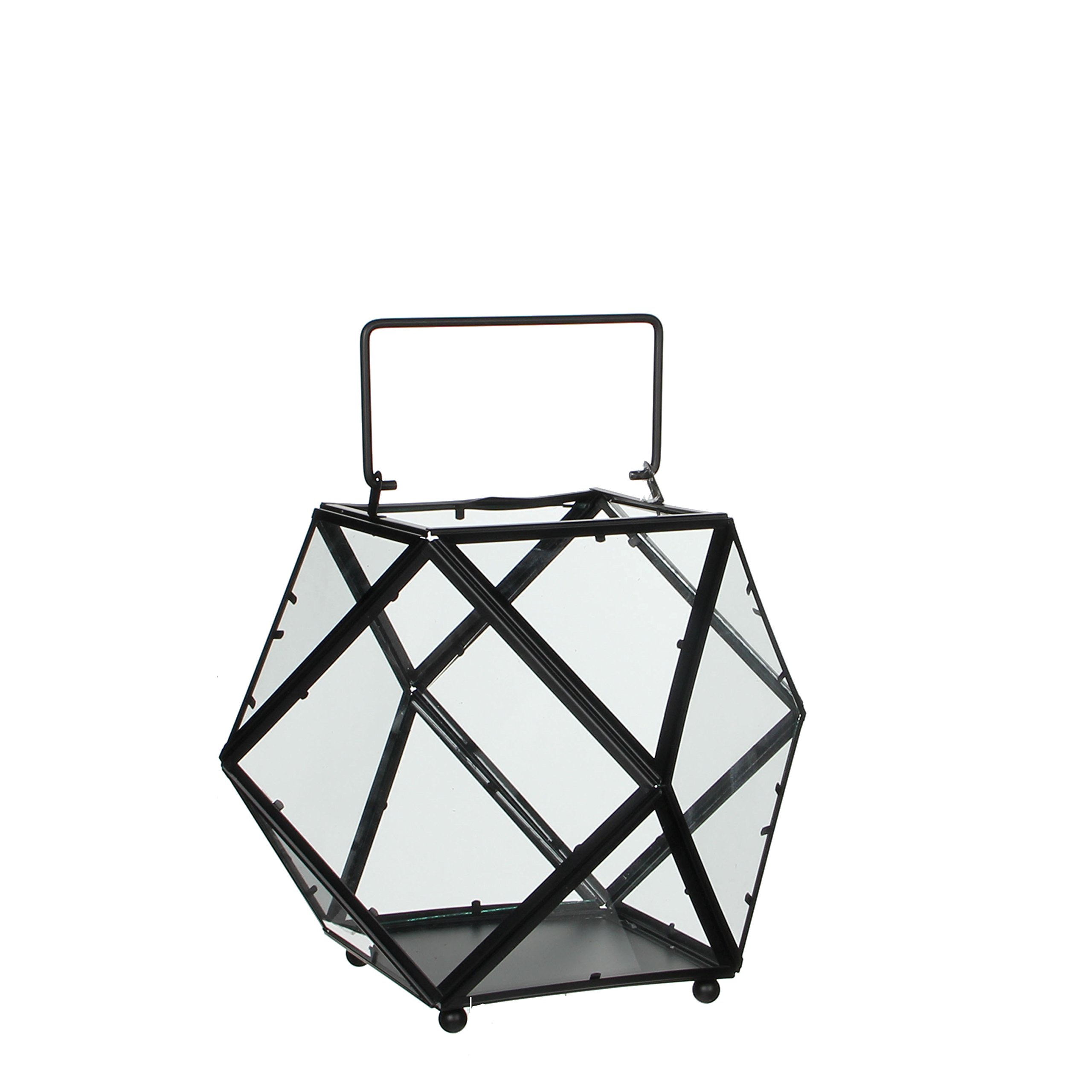 mica-decorations-brienon-lanterne-noire-verre-m-tal-bougie image 1