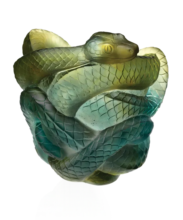 daum-univers-animalier-vase-serpent-vert-gris-888-ex image 1