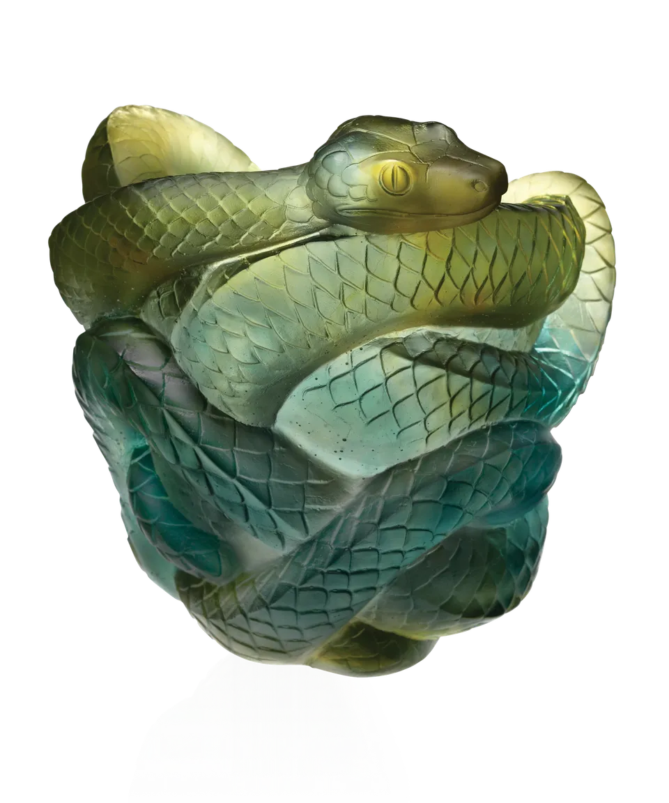 daum-univers-animalier-vase-serpent-vert-gris-888-ex image 1