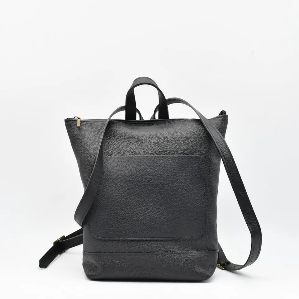 luisa-paix-o-sac-dos-cuir-grain-noir-doubl-coton image 1