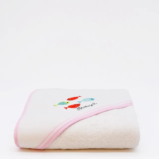 luisa-paix-o-sardinhas-drap-de-bain-b-b-rose-100x100-coton image 1