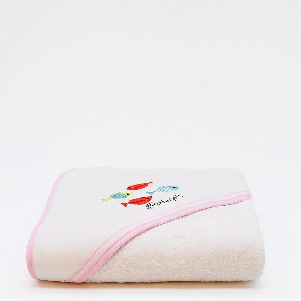 luisa-paix-o-sardinhas-drap-de-bain-b-b-rose-100x100-coton image 1