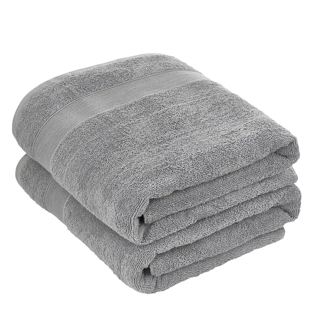 baroni-home-drap-de-bain-coton-gris-serviette-90x140-cm image 1