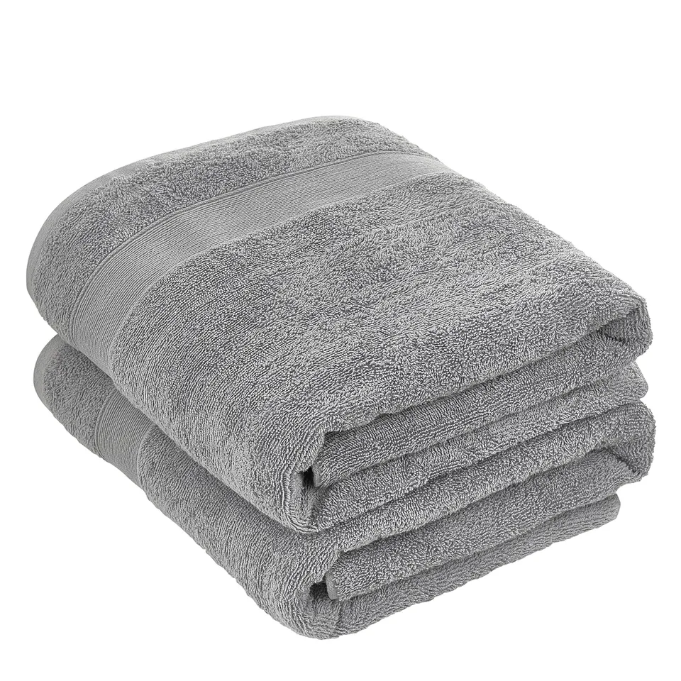 baroni-home-drap-de-bain-coton-gris-serviette-90x140-cm image 1