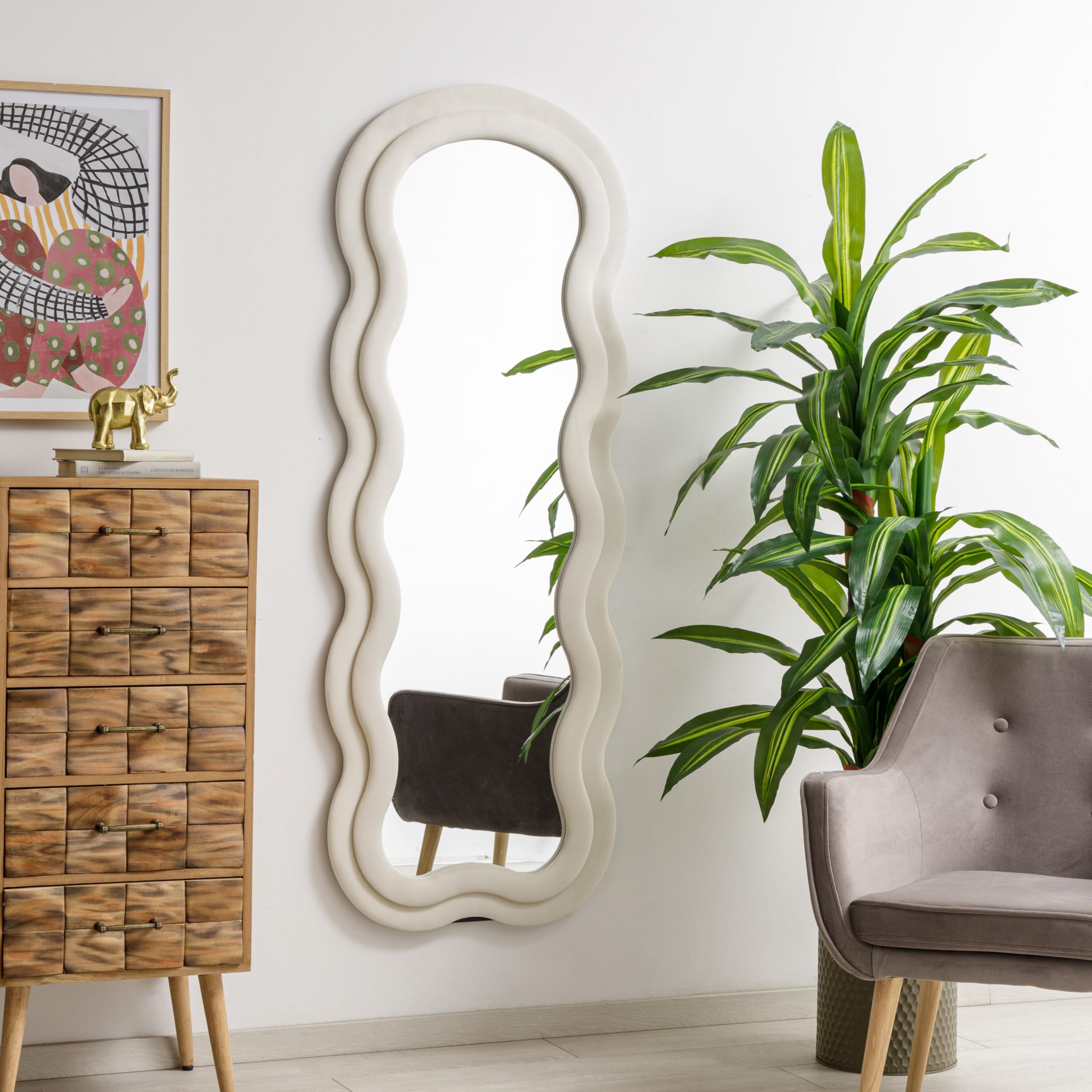 baroni-home-specchi-miroir-sur-pied-160x60-cm-velours-beige image 5