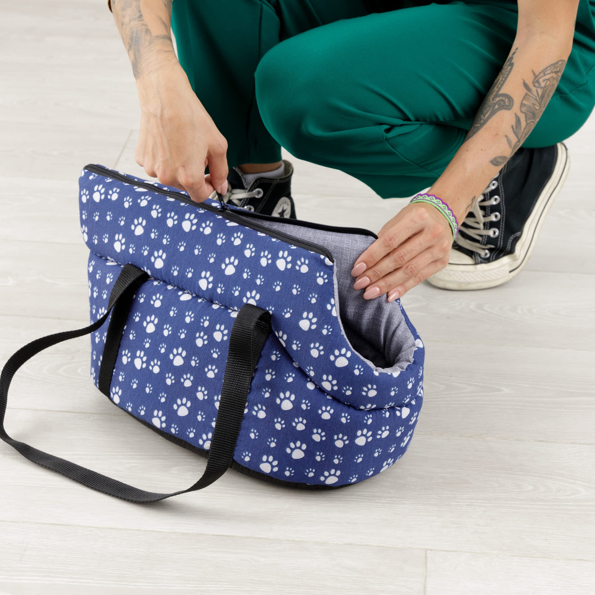 baroni-home-sac-transport-chien-gris-pattes-40-cm image 3