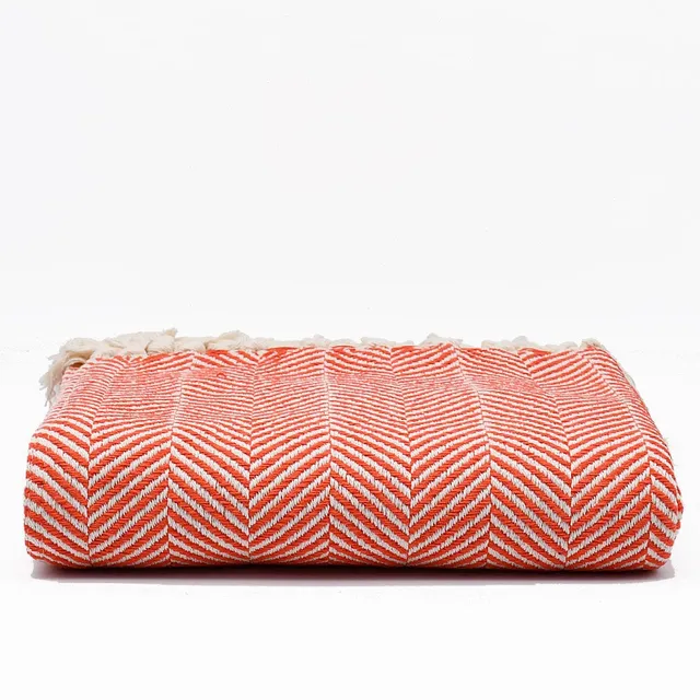 luisa-paix-o-plaid-chevrons-couverture-coton-orange image 1