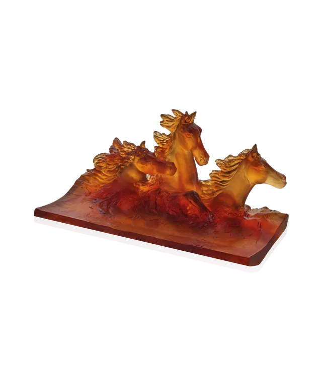 daum-cavalcade-plumier-ambre-p-te-de-verre-vide-poche image 1
