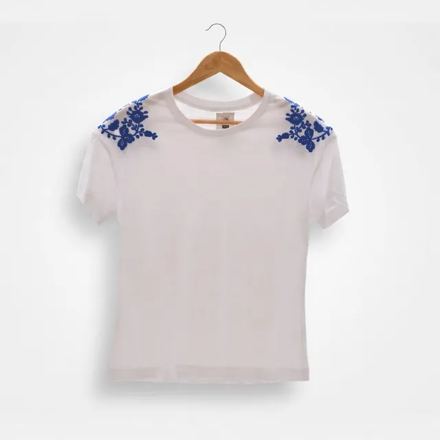 luisa-paix-o-viana-tee-shirt-blanc-brod-main-coton image 1