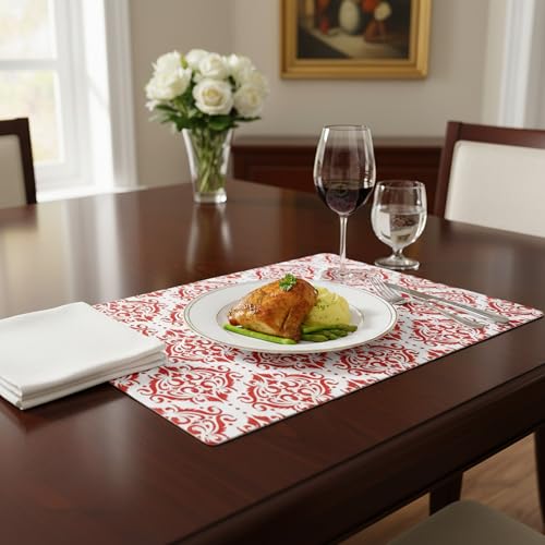 baroni-home-cucina-lot-6-sets-de-table-pvc-damas-rouges-44x28-cm image 7