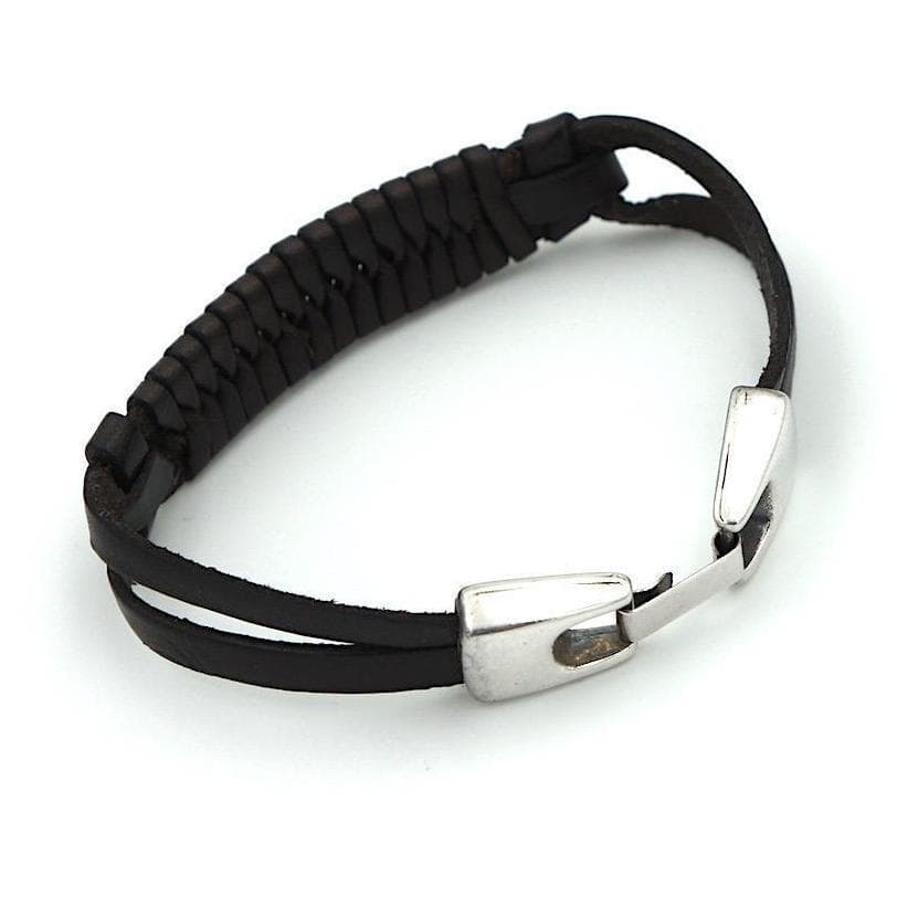 luisa-paix-o-bijoux-du-portugal-bracelet-cuir-tress-noir-17-5-cm image 2
