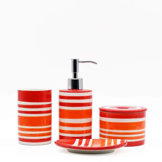 luisa-paix-o-ensemble-salle-de-bain-c-ramique-rouge-4-pcs image 1