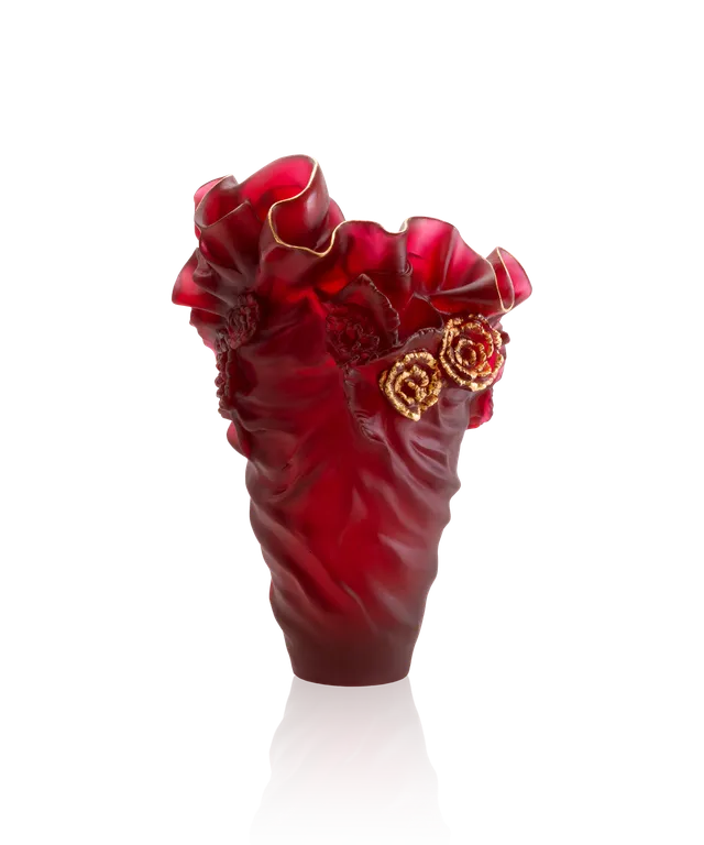 daum-rose-royale-vase-grand-mod-le-rouge-et-or-50-ex image 1