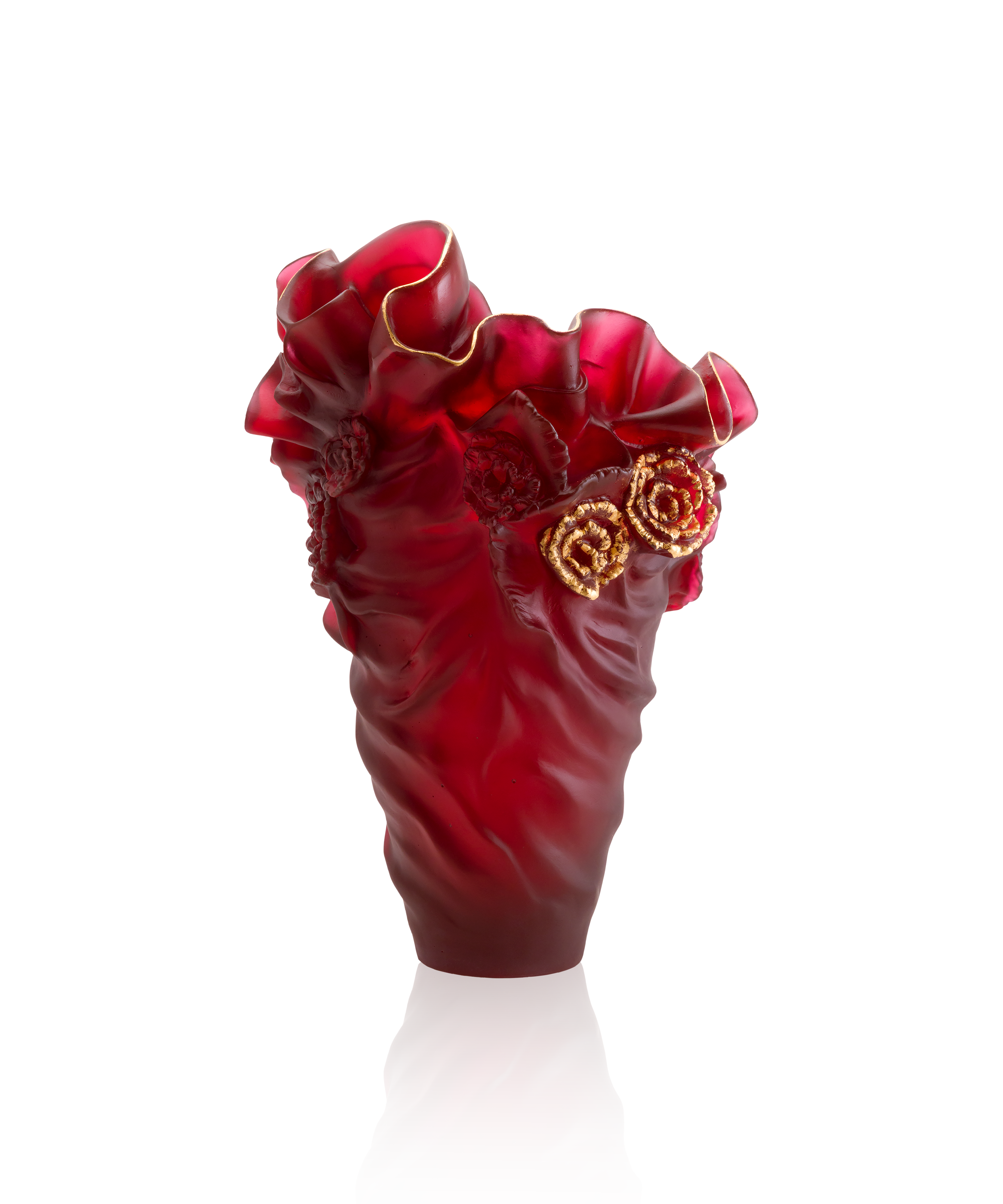 daum-rose-royale-vase-grand-mod-le-rouge-et-or-50-ex image 1