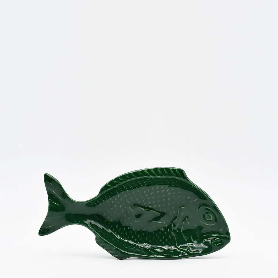 luisa-paix-o-plat-poisson-25cm-vert-en-c-ramique-fait-main image 1