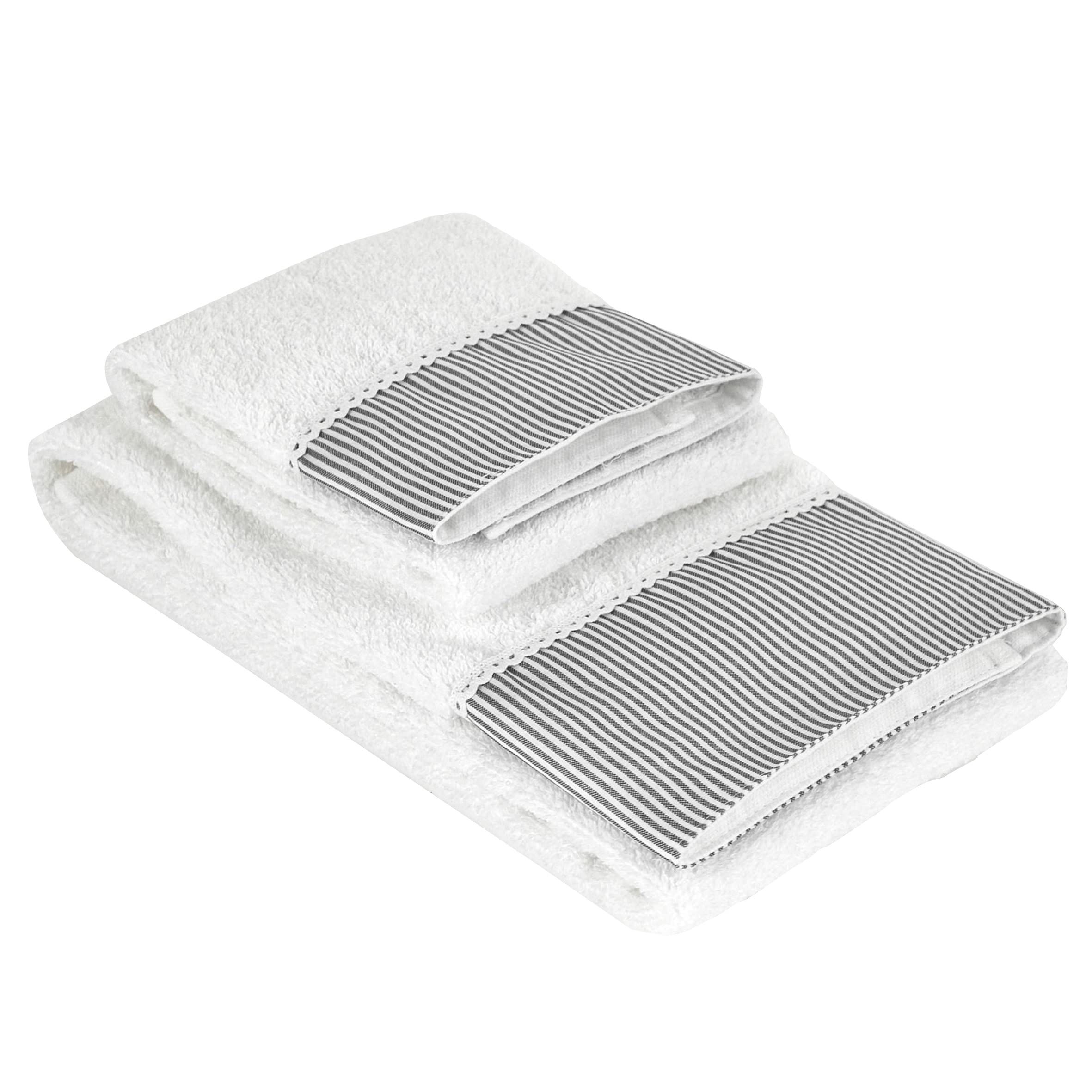 baroni-home-tessile-bagno-lot-2-serviettes-damas-blanc-50x100 image 5
