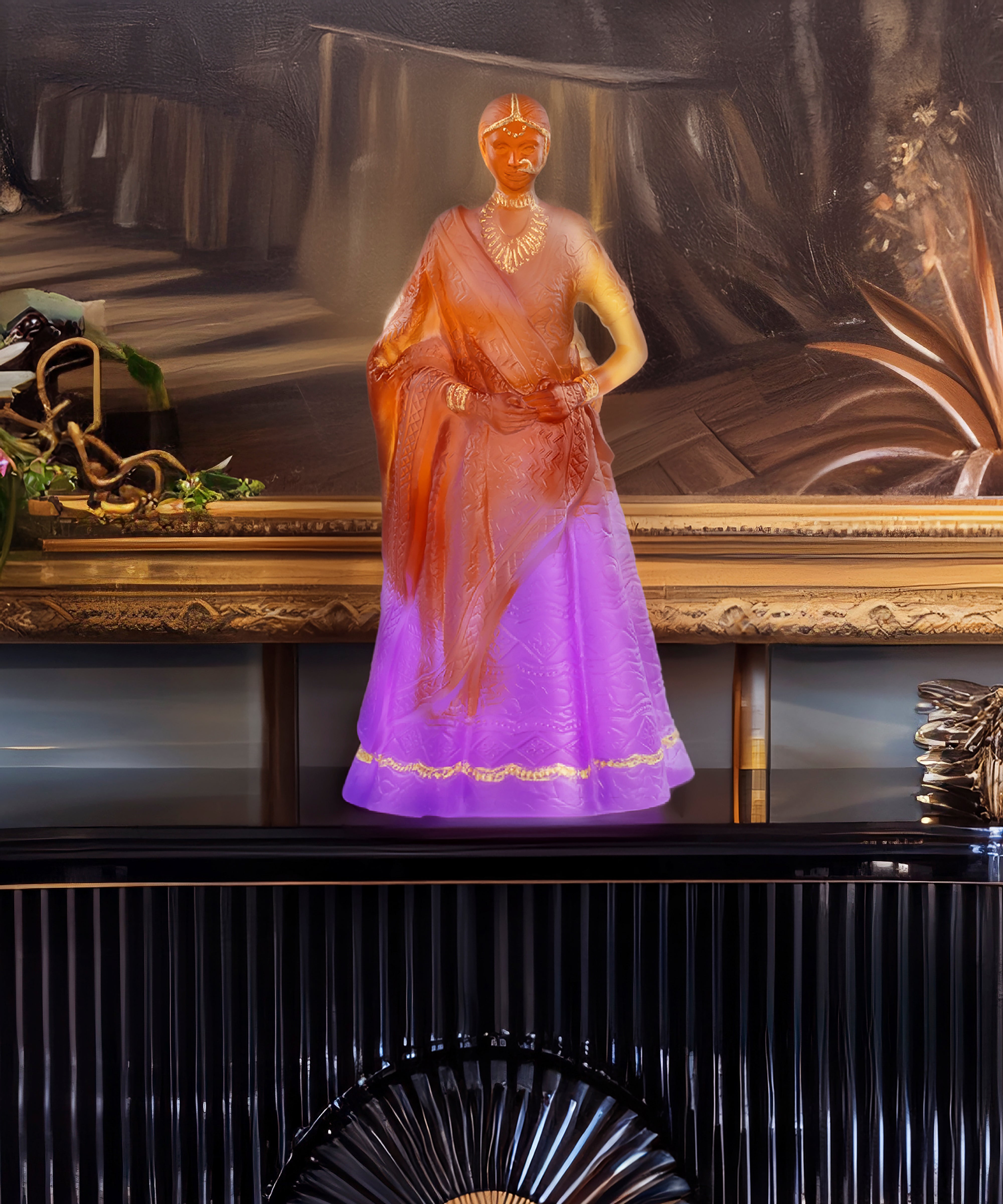 daum-art-cristal-rani-padmini-sculpture-femme-25-ex-feuille-d-or image 2
