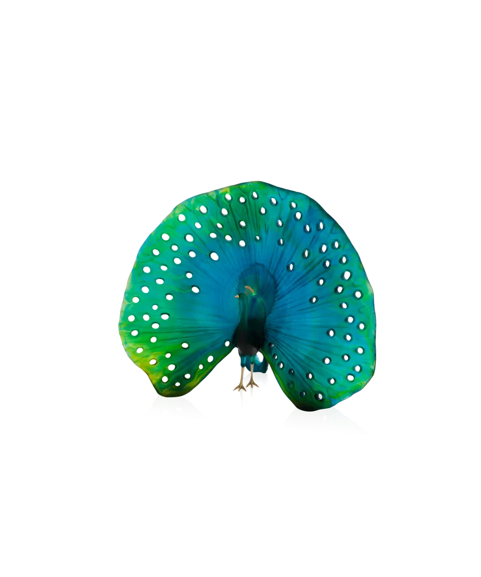 daum-univers-animalier-parade-du-paon-sculpture-cristal-50-ex image 1
