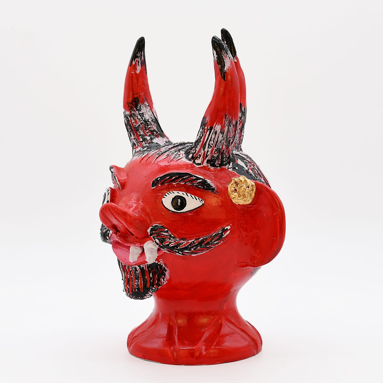 luisa-paix-o-cabe-a-de-diabo-30cm-sculpture-rouge-pi-ce-unique image 3
