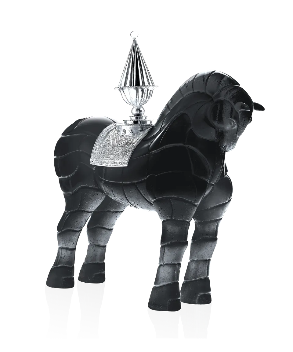 daum-cheval-porteur-de-feu-sculpture-cristal-noir-mcconnico image 1