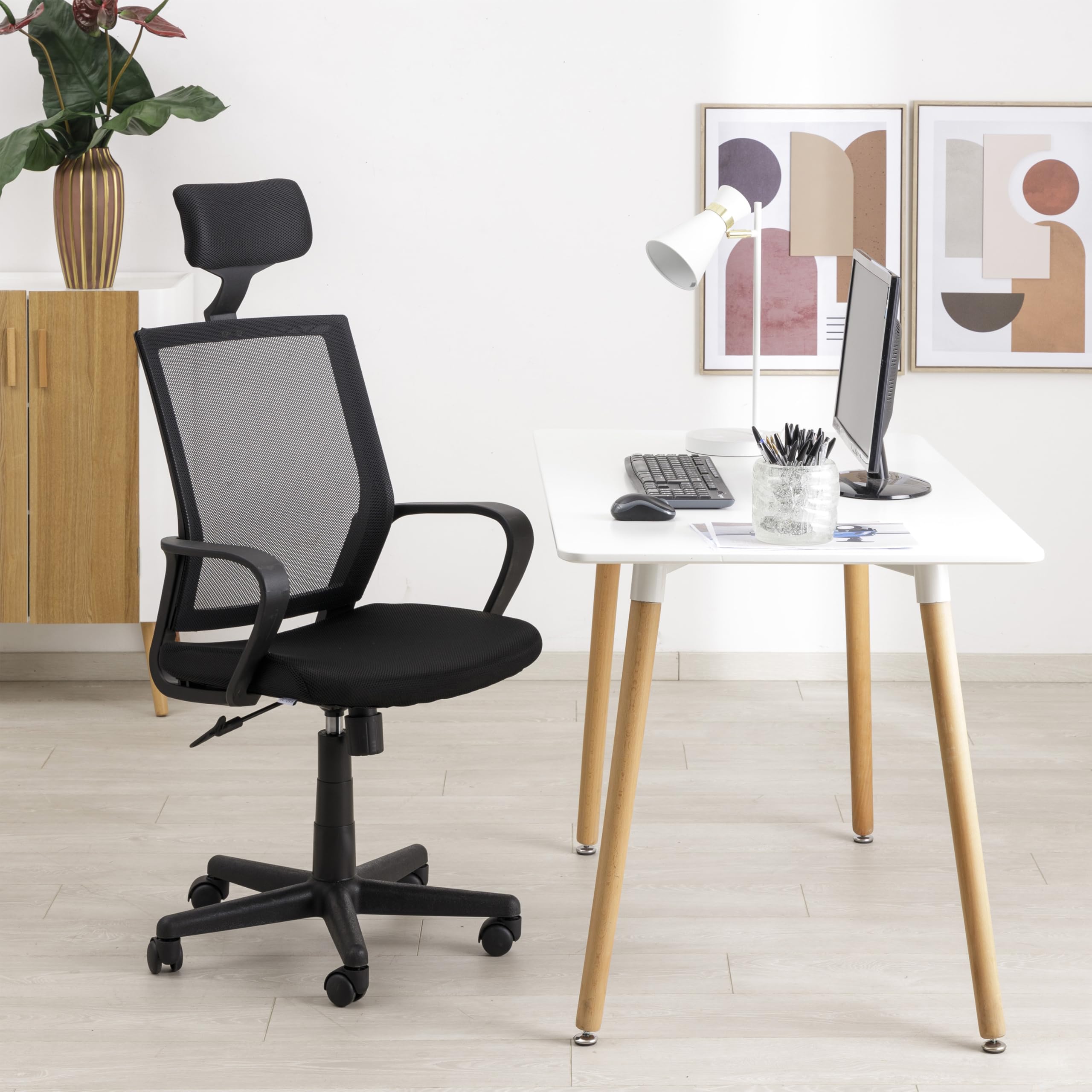 baroni-home-sedie-chaise-bureau-noire-appui-t-te-55x48x91 image 2