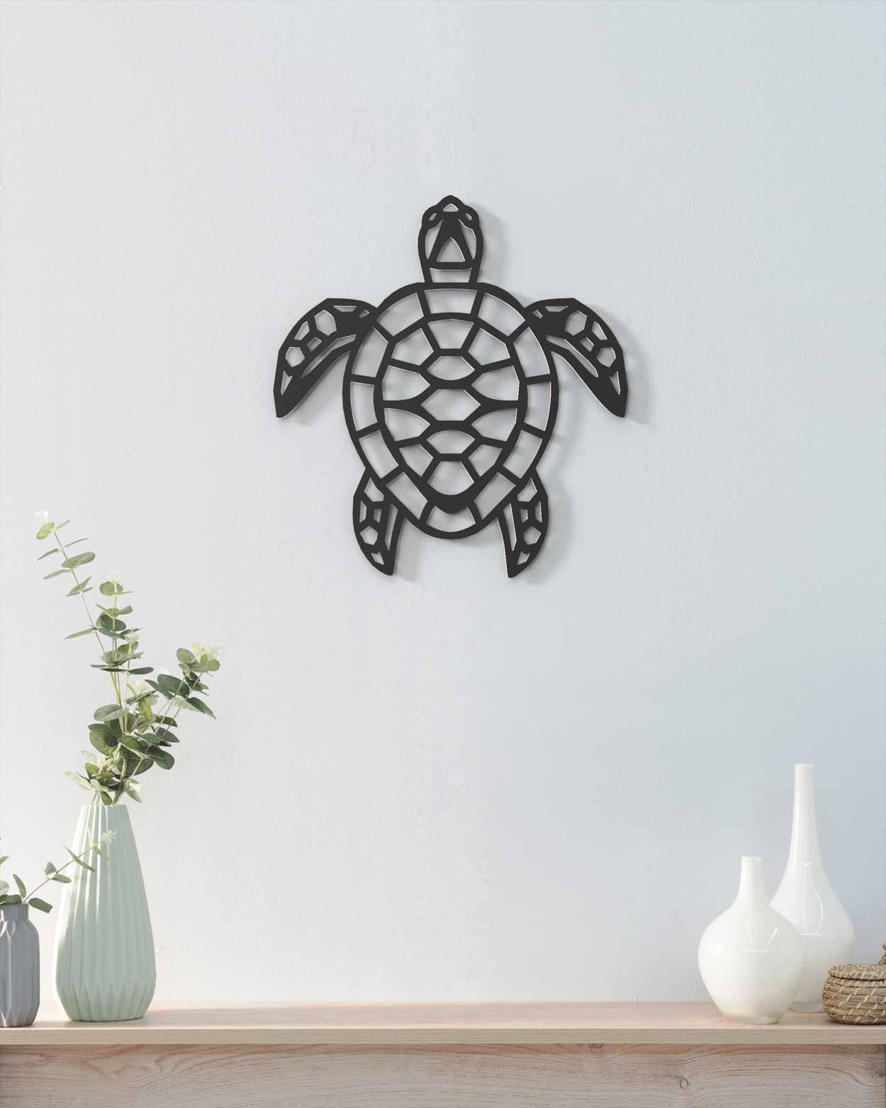 je-suis-art-one-line-tortue-d-coration-murale-m-tal-noir image 1