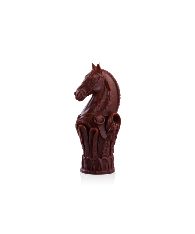 daum-r-ve-equestre-bougie-sculpt-e-cavalier-cuir-brun image 1