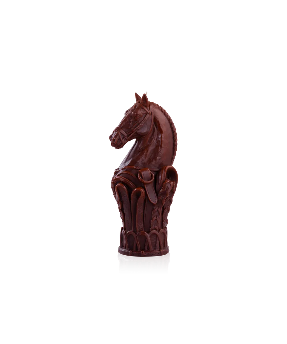 daum-r-ve-equestre-bougie-sculpt-e-cavalier-cuir-brun image 1