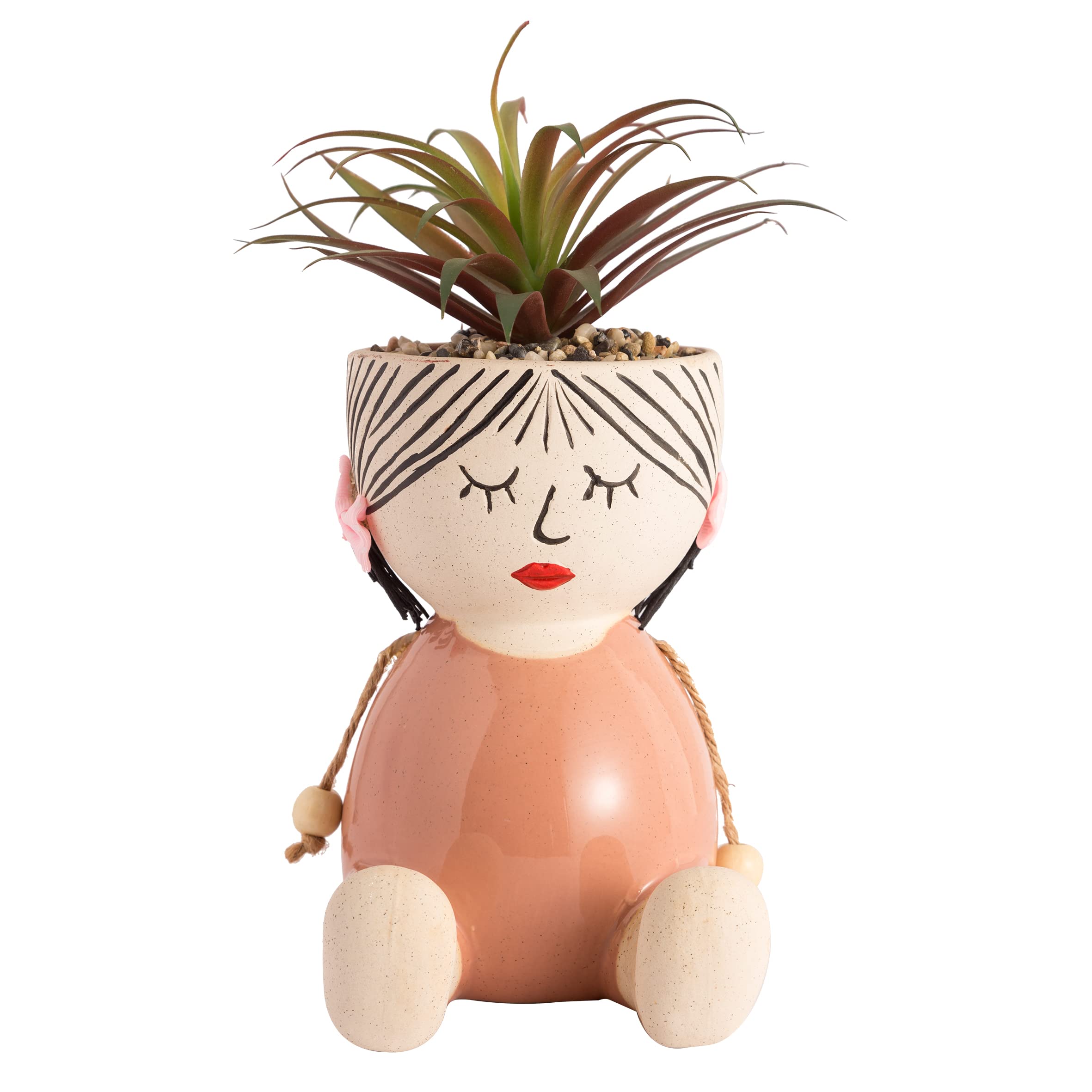 baroni-home-decorazioni-vase-t-te-c-ramique-visage-plante-18-cm image 1