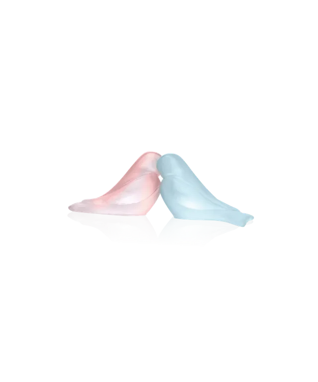 daum-les-fianc-s-rose-et-bleu-sculpture-rochon-p-te-verre image 1