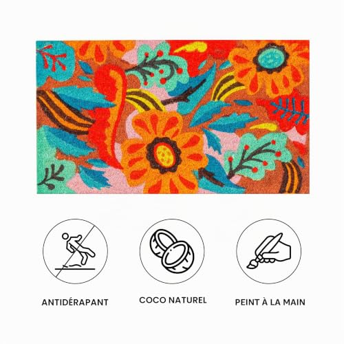 baroni-home-tessile-casa-paillasson-coco-fleurs-fond-rose-70x40-cm image 8
