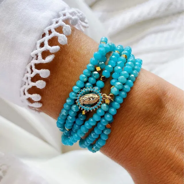 luisa-paix-o-bracelet-perles-verre-turquoise-18-22-cm image 1