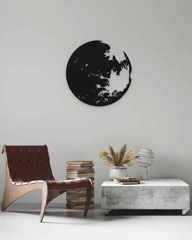 je-suis-art-tableaux-mars-one-line-tableau-mural-m-tal-noir image 1