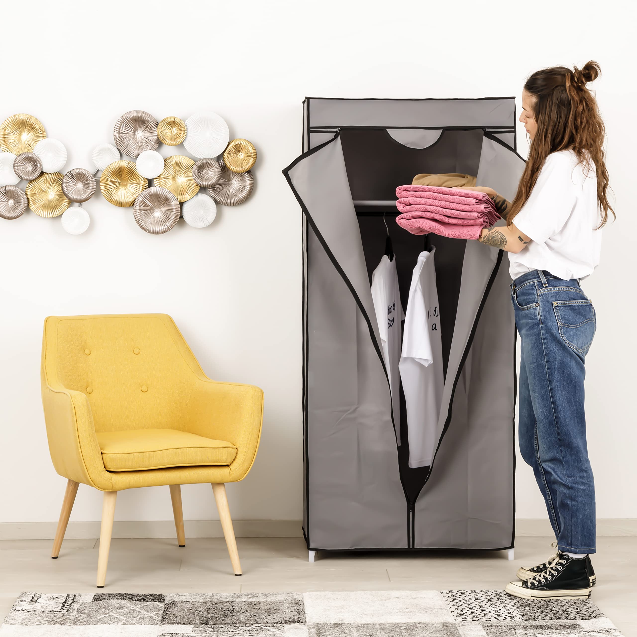 baroni-home-organizzazione-armoire-tissu-pliable-gris-1-tag-re-45x70x155-cm image 3