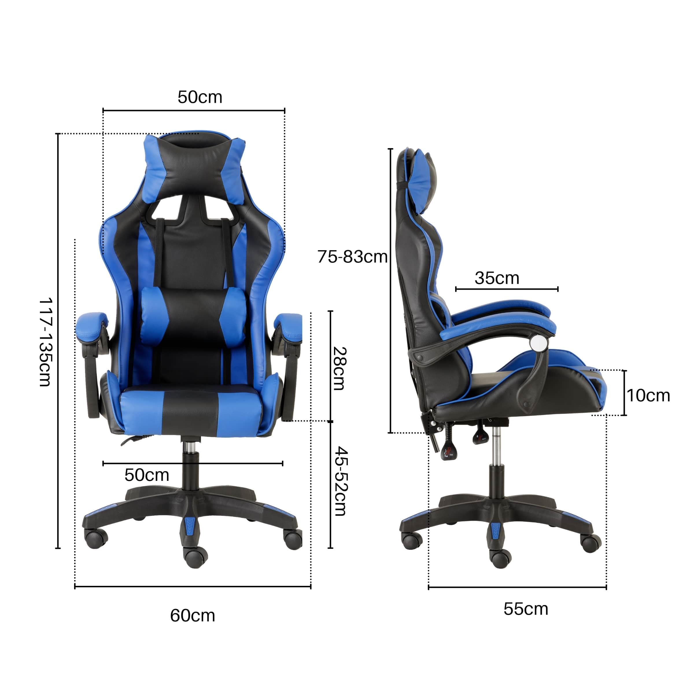 baroni-home-sedie-chaise-gaming-bleue-ergonomique-dossier image 3