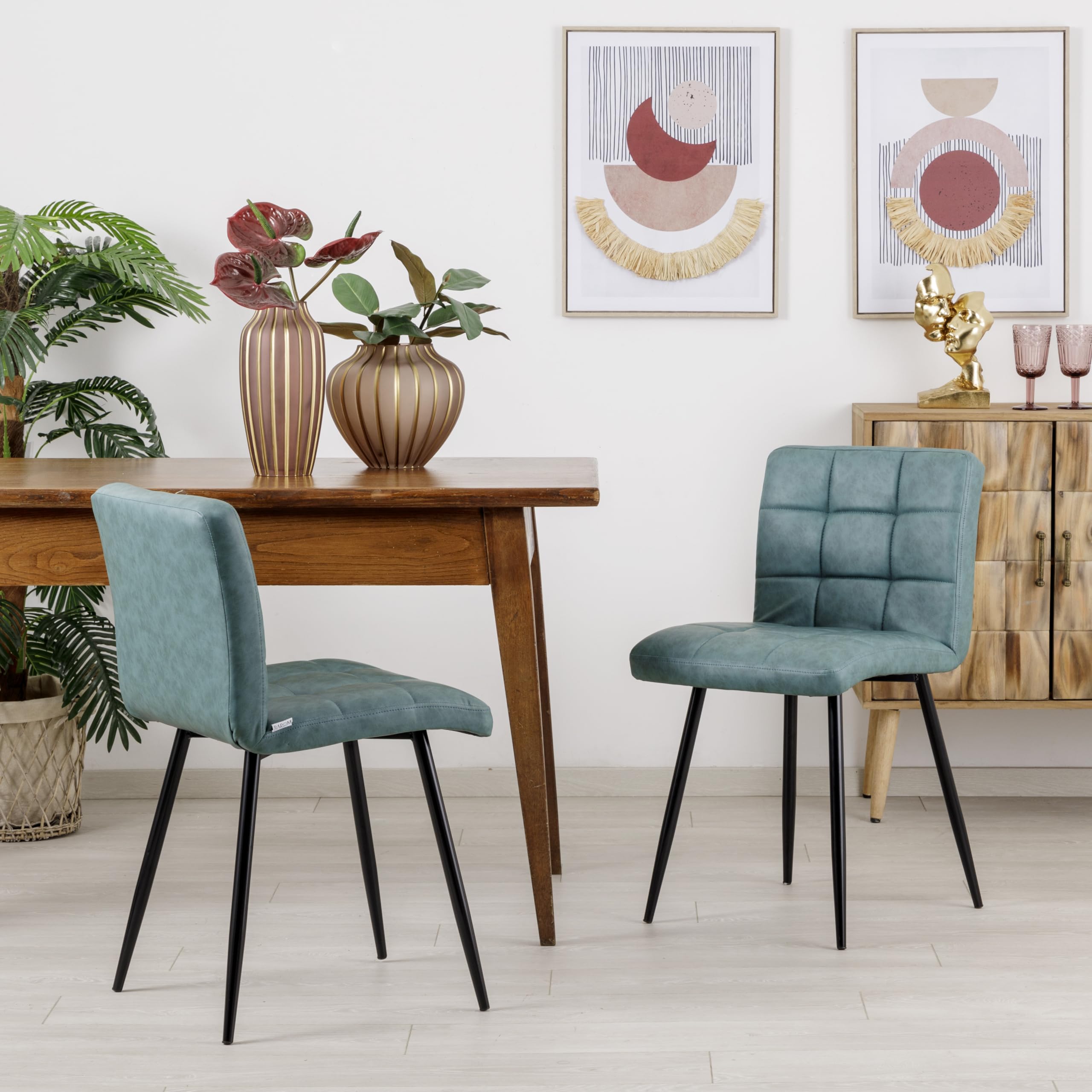 baroni-home-sedie-chaise-simili-cuir-bleu-p-trole-pieds-acier image 2