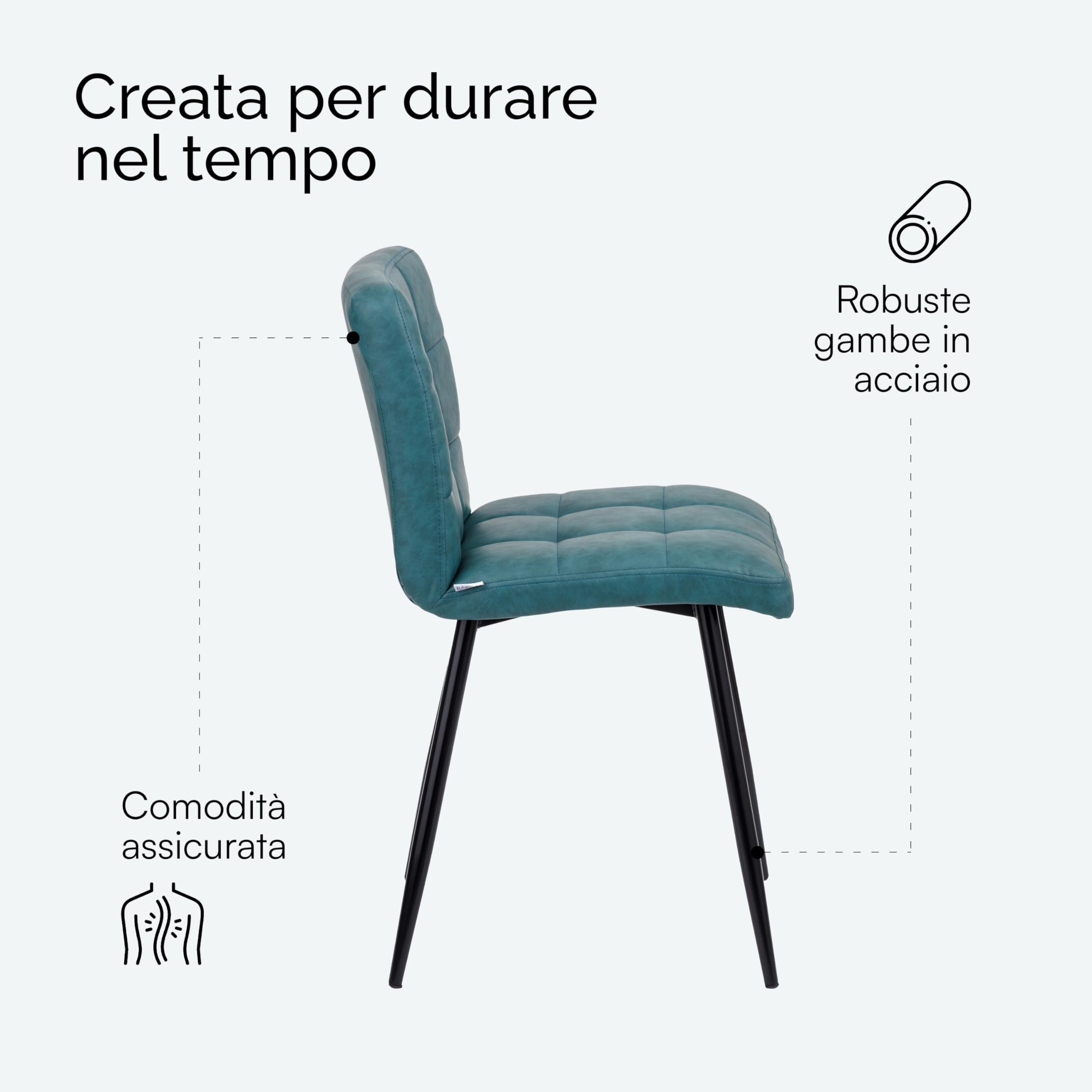 baroni-home-sedie-chaise-simili-cuir-bleu-p-trole-pieds-acier image 5