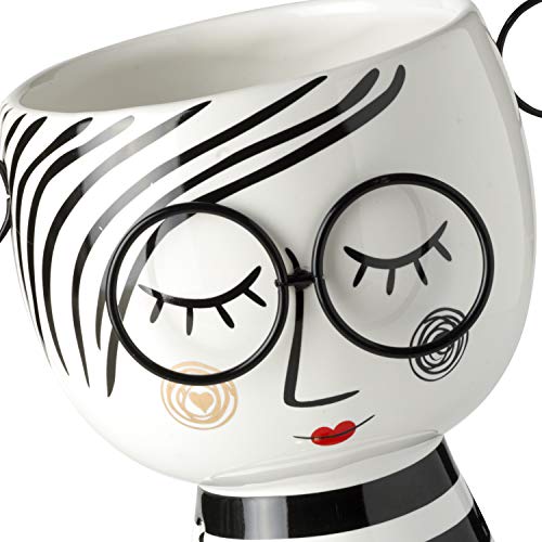 baroni-home-decorazioni-vase-visage-c-ramique-fille-robe-rayures image 8