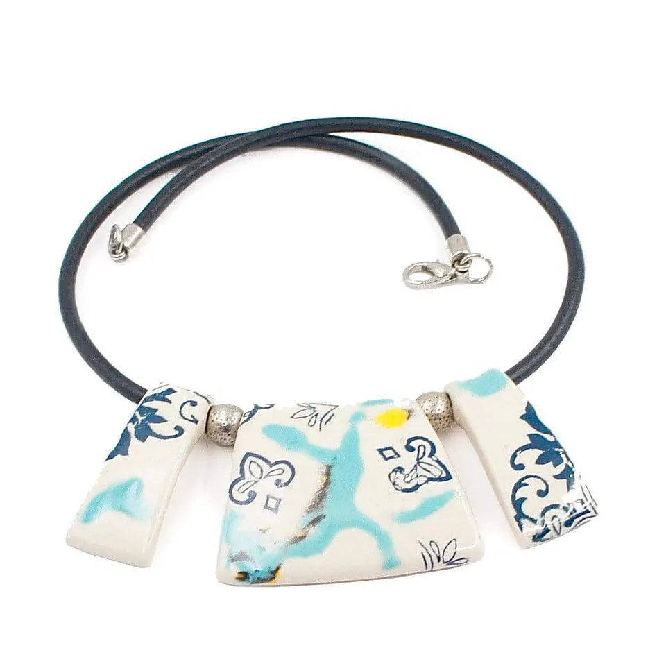 luisa-paix-o-azulejos-mar-collier-c-ramique-cuir image 1