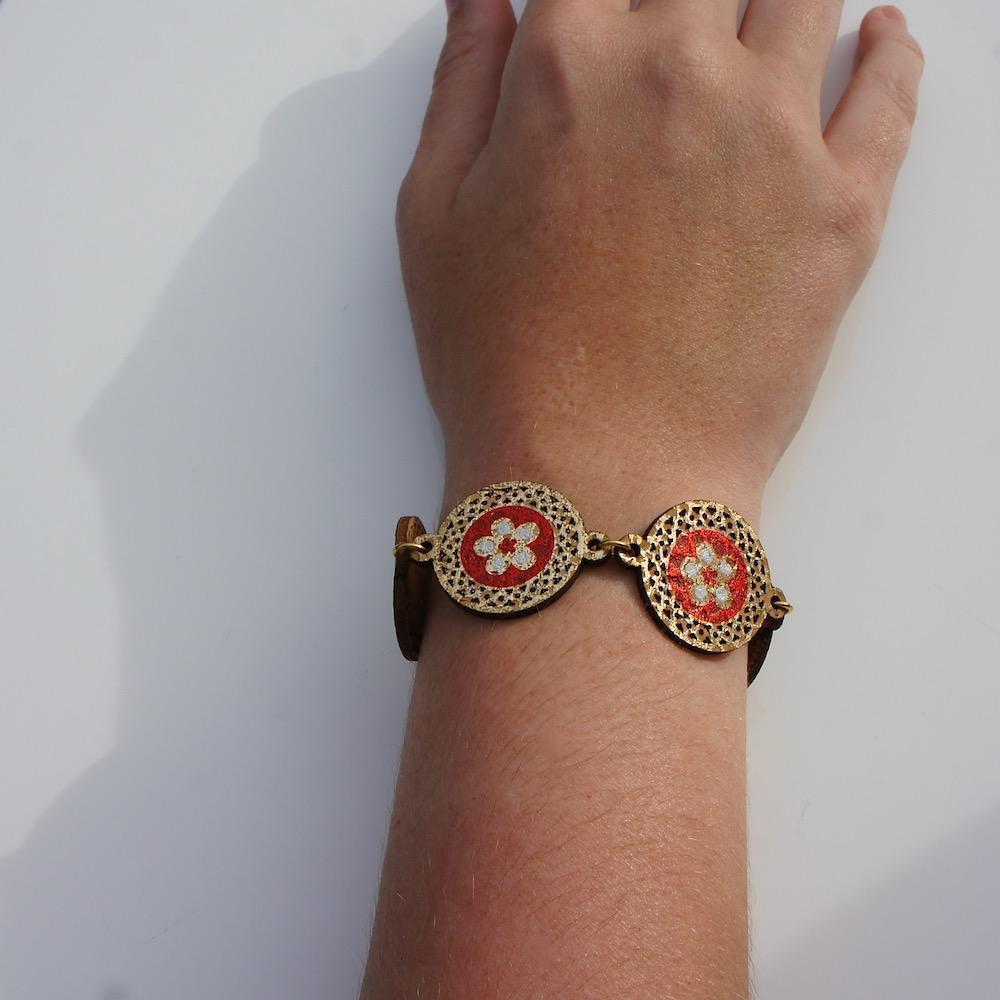 luisa-paix-o-bijoux-du-portugal-bracelet-li-ge-flores-rouge-16-5-cm image 2