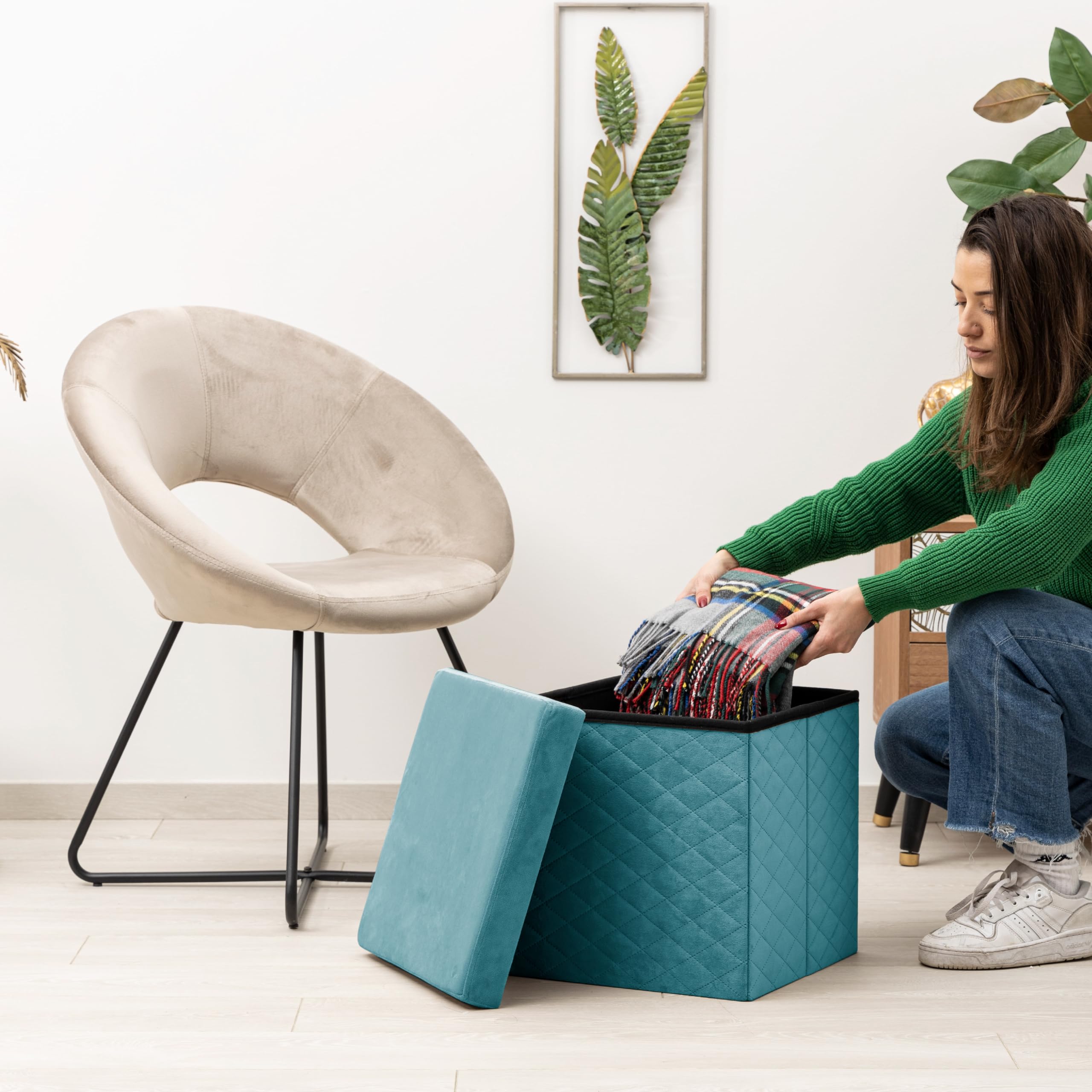 baroni-home-pouf-cube-velours-bleu-p-trole-35x35cm-rangement image 4