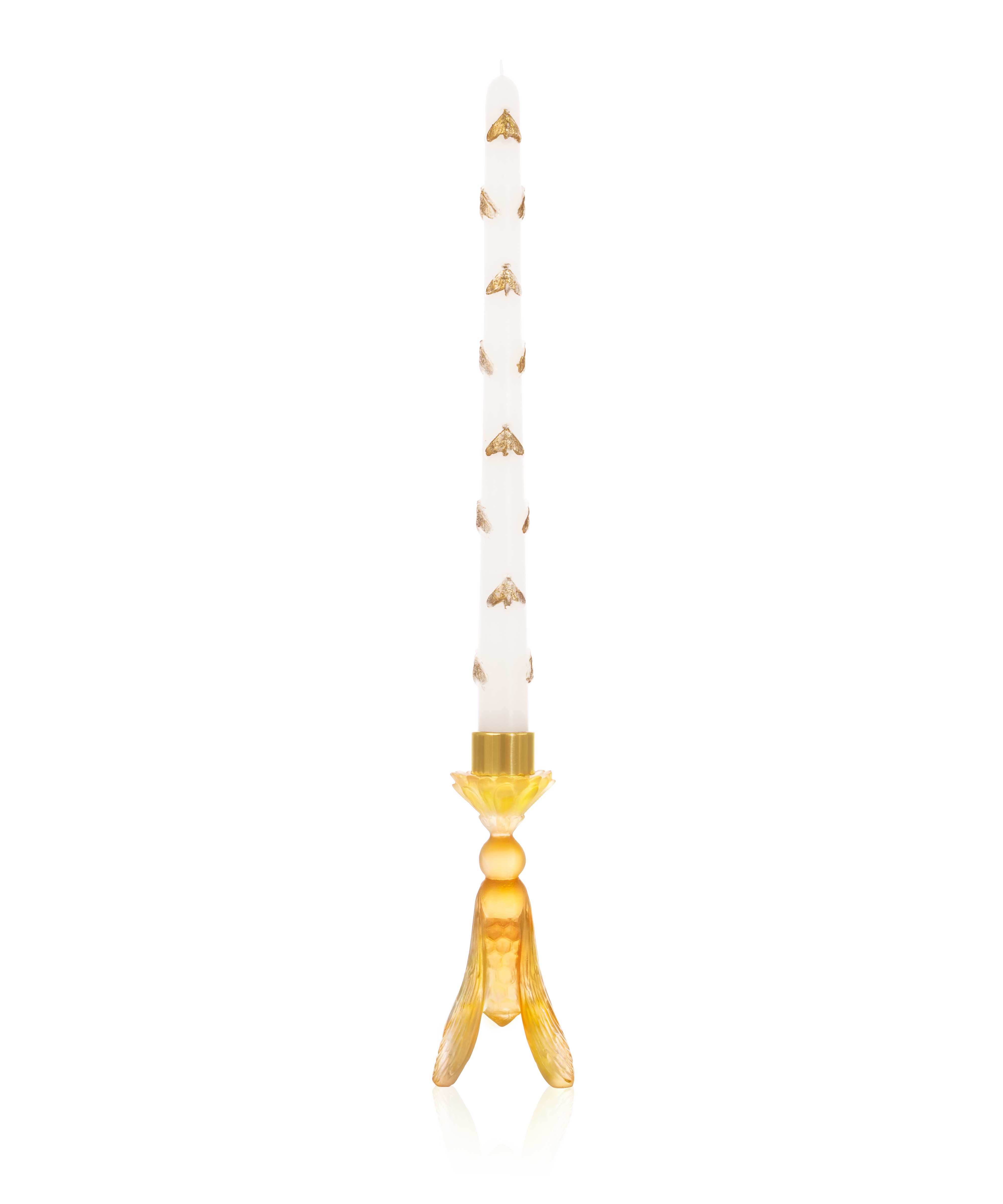 daum-or-d-abeille-porte-chandelle-et-chandelle-cristal image 1