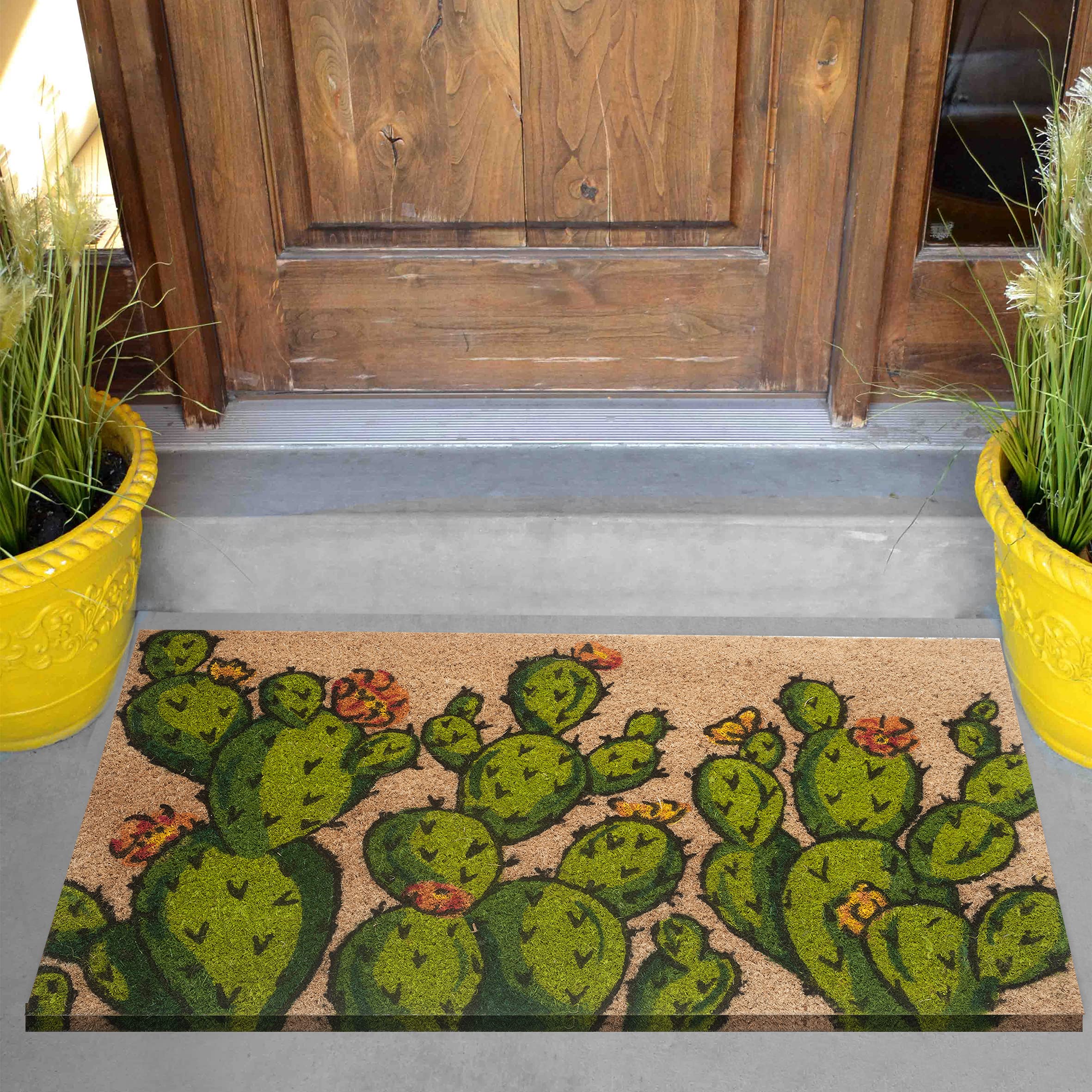 baroni-home-tapis-paillasson-coco-cactus-fleurs-oranges-70x40 image 4
