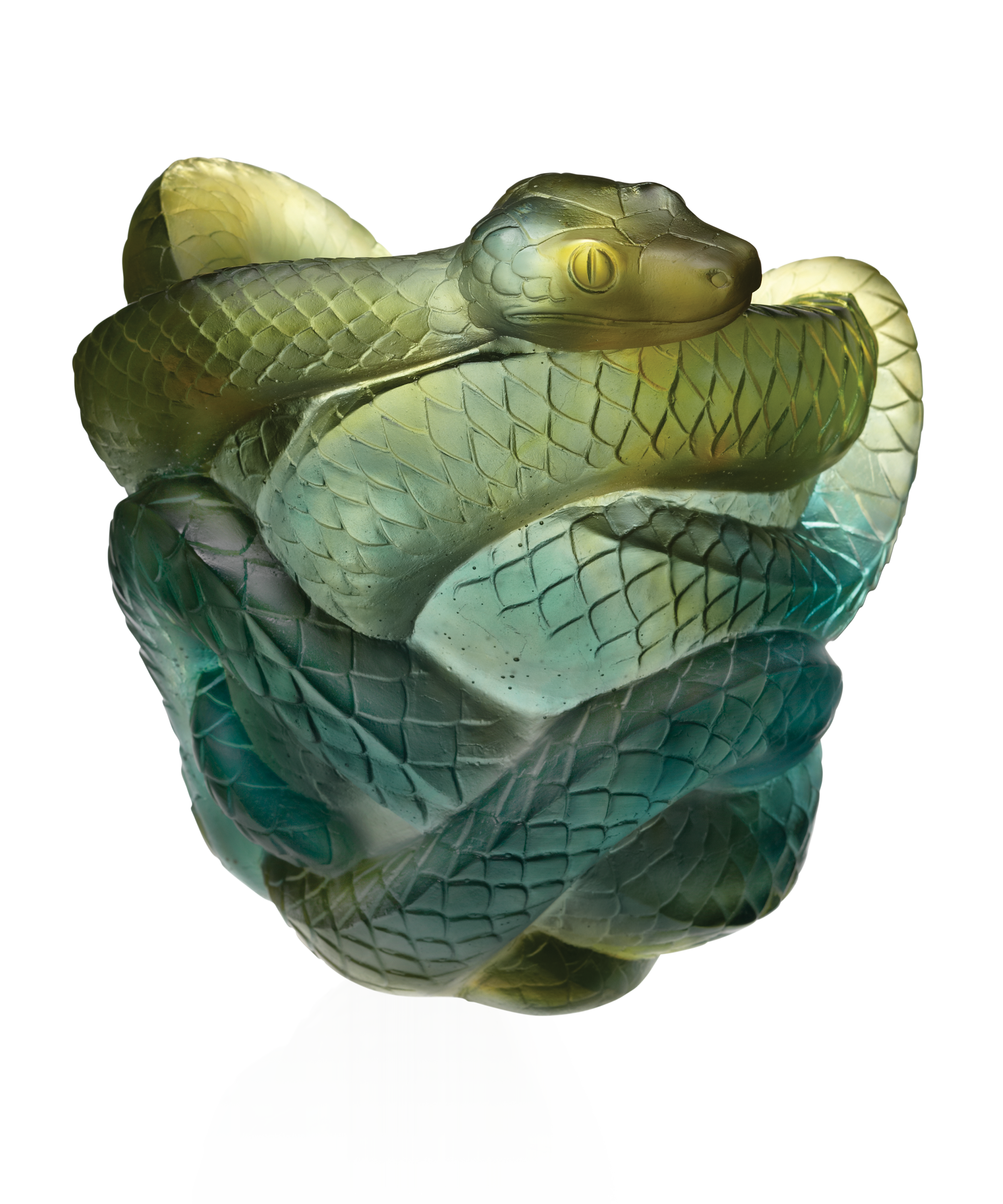 daum-univers-animalier-vase-serpent-vert-gris-888-ex image 1
