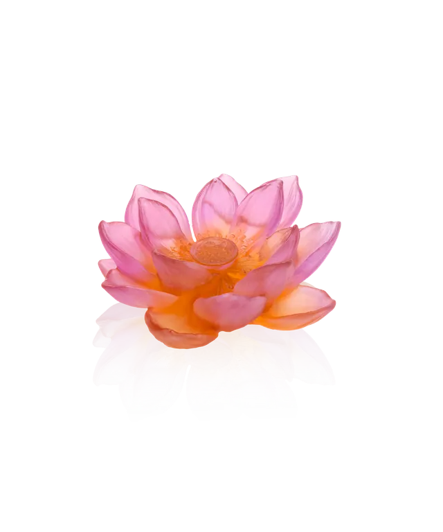 daum-jardin-de-lotus-fleur-ambre-rose-cristal image 1