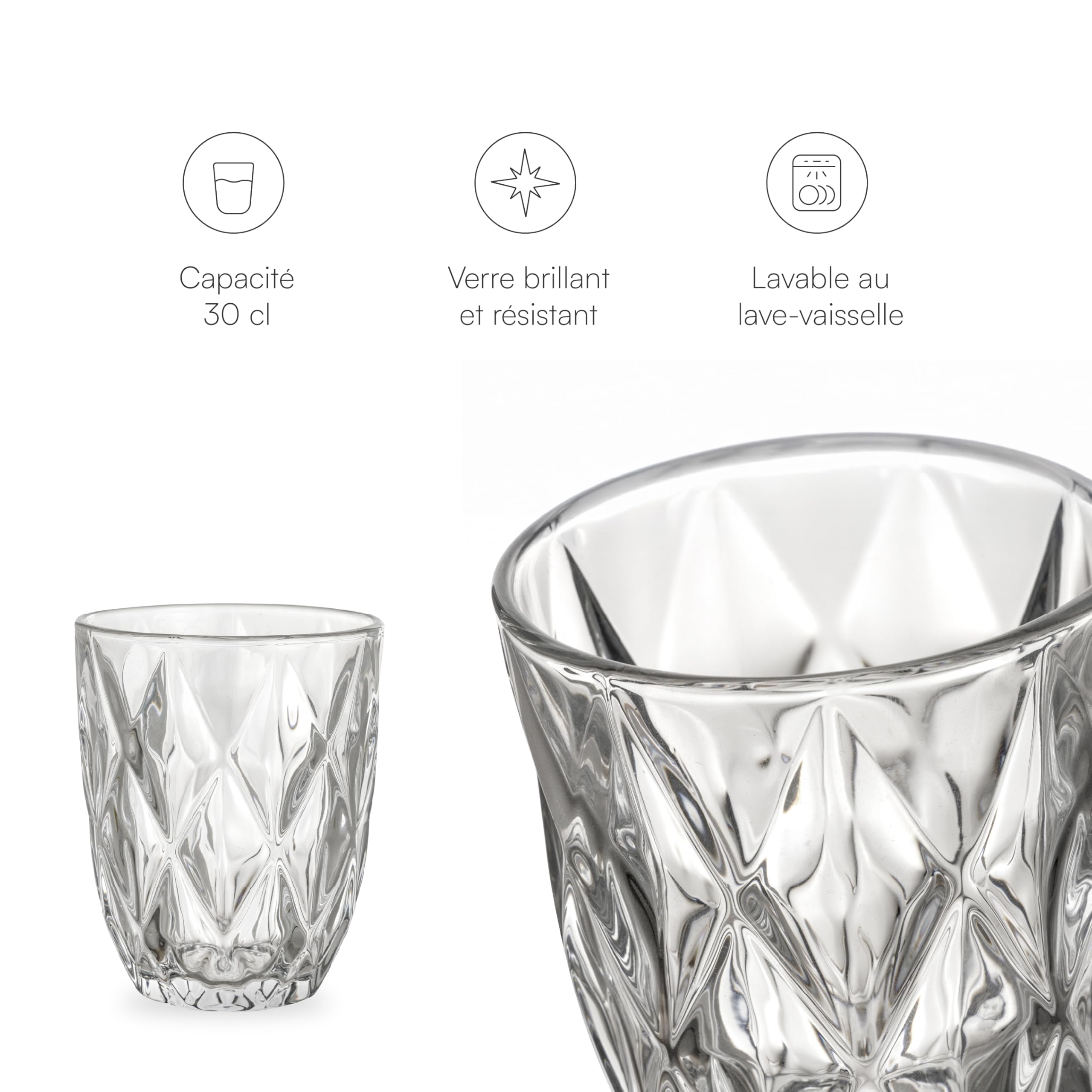 baroni-home-cucina-lot-6-verres-grands-losanges-30cl image 3
